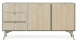 Arte Vibrant Forest Large Sideboard Cabinet H800mm W1580mm D380mm - Green & Oak Scandi For Contemporary Homes - thumbnail 2