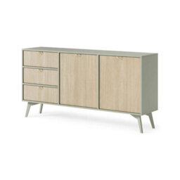 Arte Vibrant Forest Large Sideboard Cabinet H800mm W1580mm D380mm - Green & Oak Scandi For Contemporary Homes