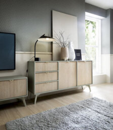 Arte Vibrant Forest Large Sideboard Cabinet H800mm W1580mm D380mm - Green & Oak Scandi For Contemporary Homes - thumbnail 6