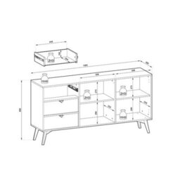 Arte Vibrant Forest Large Sideboard Cabinet H800mm W1580mm D380mm - Green & Oak Scandi For Contemporary Homes - thumbnail 8