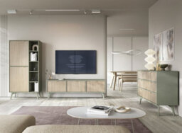 Arte Vibrant Forest Large Sideboard Cabinet H800mm W1580mm D380mm - Green & Oak Scandi For Contemporary Homes - thumbnail 7