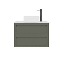 Royal Bathrooms Royal Bathroom Elmore 800mm Matt Green Wall Mounted Countertop Bathroom Vanity Unit 2 Drawer With Elena Basin - thumbnail 7