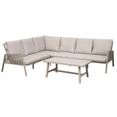 Dellonda Fusion 4 Piece Garden Corner Sofa & Table Set, Aluminium, Light Grey - image 1