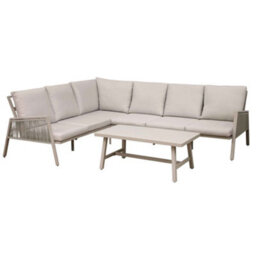 Dellonda Fusion 4 Piece Garden Corner Sofa & Table Set, Aluminium, Light Grey - thumbnail 1
