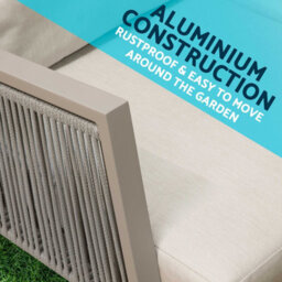 Dellonda Fusion 4 Piece Garden Corner Sofa & Table Set, Aluminium, Light Grey - thumbnail 4
