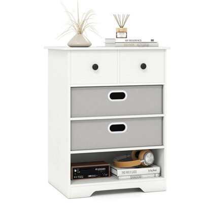 White Modern 4 Drawer Chest Dresser Open Storage Shelves - image 1