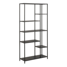 Wyld Haus Graz Matt Black Asymmetrical Metal Bookcase With 6 Shelves - thumbnail 2