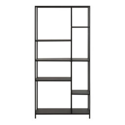 Wyld Haus Graz Matt Black Asymmetrical Metal Bookcase With 6 Shelves - thumbnail 3