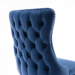 HomeTouch Set Of 4 Lux Velvet Tufted Kitchen Dining Chairs Wing High Back Office Bedroom Chairs Blue - thumbnail 8