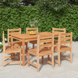 Walplus 7 Piece Garden Outdoor Dining Set Suitable For Backyard, Patio Solid Wood Teak