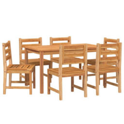 Walplus 7 Piece Garden Outdoor Dining Set Suitable For Backyard, Patio Solid Wood Teak - thumbnail 3