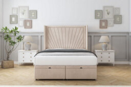 "Comfort Sunrise Sand Naples Ottoman Bed With Mattress With 54"" Wingback Headboard 3' Single"