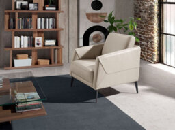 Angel Cerda Stylish Taupe Grey Leather Armchair For Modern Living Spaces - thumbnail 2