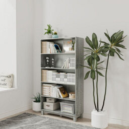 Urbn-Living Urbnliving 150Cm Height Ash Grey 5 Tier Wooden Bookcase Shelf Storage Display Shelving Unit - thumbnail 2