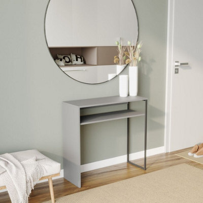 Urbn-Living Urbnliving 75Cm Height Wooden & Steel Console Display Table Living Room Hallway With Storage Shelf Grey Colour - image 1