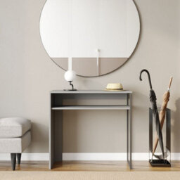 Urbn-Living Urbnliving 75Cm Height Wooden & Steel Console Display Table Living Room Hallway With Storage Shelf Grey Colour - thumbnail 2