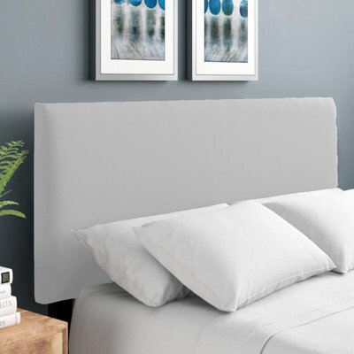 "Slumbre Plain Victoria Plush Velvet 5Ft Kingsize 20"" Headboard - Silver"