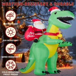 8Ft Christmas Inflatable Santa Claus Christmas Dinosaur Decoration, Giant Christmas Lights Outdoor Decoration For Garden Yard - thumbnail 2