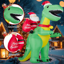 8Ft Christmas Inflatable Santa Claus Christmas Dinosaur Decoration, Giant Christmas Lights Outdoor Decoration For Garden Yard - thumbnail 6