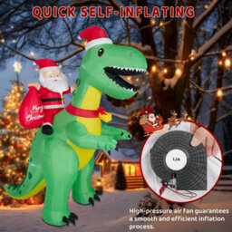 8Ft Christmas Inflatable Santa Claus Christmas Dinosaur Decoration, Giant Christmas Lights Outdoor Decoration For Garden Yard - thumbnail 5