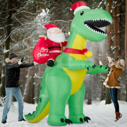 8Ft Christmas Inflatable Santa Claus Christmas Dinosaur Decoration, Giant Christmas Lights Outdoor Decoration For Garden Yard - thumbnail 7
