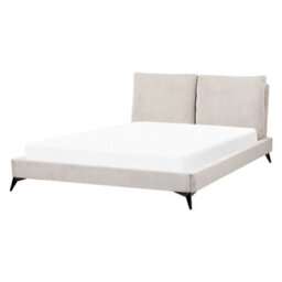 Beliani Bed Corduroy Melle 160 X 200 Cm (Eu King Size) Light Beige - thumbnail 4