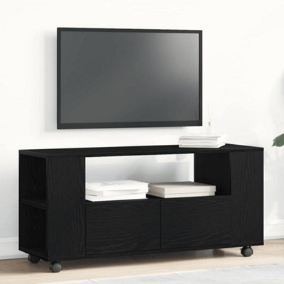 Berkfield Tv Cabinet With Wheels Black Oak 102X34.5X43 Cm Engineered Wood - image 1