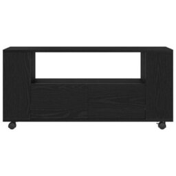 Berkfield Tv Cabinet With Wheels Black Oak 102X34.5X43 Cm Engineered Wood - thumbnail 6