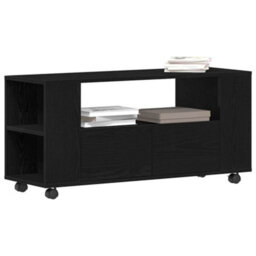 Berkfield Tv Cabinet With Wheels Black Oak 102X34.5X43 Cm Engineered Wood - thumbnail 4
