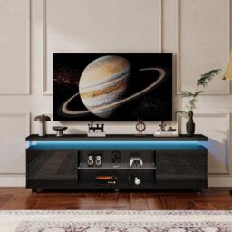 Black 150Cm High Gloss Tv Stand Rgb Led - thumbnail 5