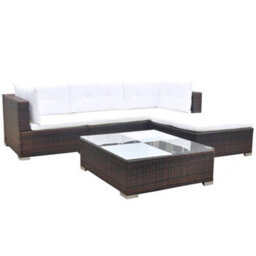 Walplus 5 Piece Garden Lounge Set With Cushions Poly Rattan Brown - thumbnail 2