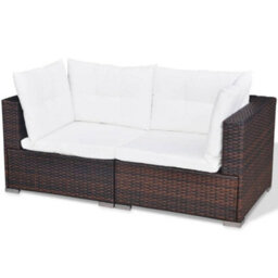 Walplus 5 Piece Garden Lounge Set With Cushions Poly Rattan Brown - thumbnail 6