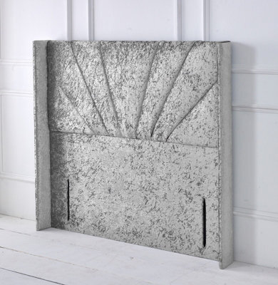 "Adore Designs Alexander Winged Crushed Velvet 5Ft Kingsize 50"" Floor Standing Headboard - Silver"