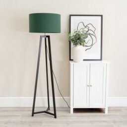 Valuelights Lottie Black Wood Tripod Floor Lamp With Forest Green Drum Shade - Led Bulb Included - thumbnail 3