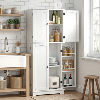 Kitchen Pantry Cupboard Freestanding Tall Storage Cabinet With 6 Door - image 1
