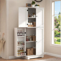 Kitchen Pantry Cupboard Freestanding Tall Storage Cabinet With 6 Door - thumbnail 3