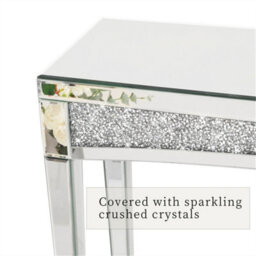Artloge 120Cm Luxury Mirrored Crushed Diamond Console Table Hallway Living Room Beautiful - thumbnail 3
