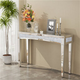 Artloge 120Cm Luxury Mirrored Crushed Diamond Console Table Hallway Living Room Beautiful - thumbnail 6