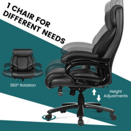 Costway Big &tall Office Chair Swivel Padded Executive Chair Ergonomic Computer Desk Chair Adjustable Height - thumbnail 8