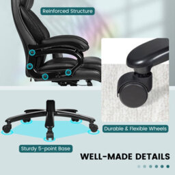 Costway Big &tall Office Chair Swivel Padded Executive Chair Ergonomic Computer Desk Chair Adjustable Height - thumbnail 9