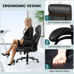 Costway Big &tall Office Chair Swivel Padded Executive Chair Ergonomic Computer Desk Chair Adjustable Height - thumbnail 6