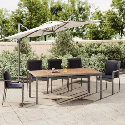 Berkfield Garden Table With Wooden Top Grey Poly Rattan&solid Wood Acacia - image 1