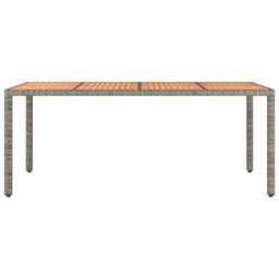 Berkfield Garden Table With Wooden Top Grey Poly Rattan&solid Wood Acacia - thumbnail 3