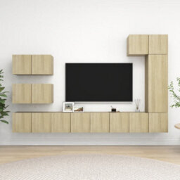 Berkfield 8 Piece Tv Cabinet Set Sonoma Oak Engineered Wood - thumbnail 1