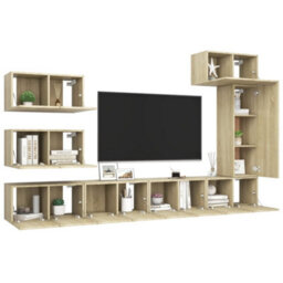 Berkfield 8 Piece Tv Cabinet Set Sonoma Oak Engineered Wood - thumbnail 3
