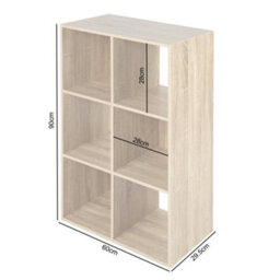 Jane - 3X2 Bookcase - Cube Storage Boxes (Oak) - thumbnail 8