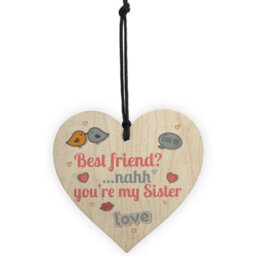 Red Ocean Best Friend My Sister Wooden Hanging Heart Wall Sign Sister Friendship Thank You Gift - thumbnail 5