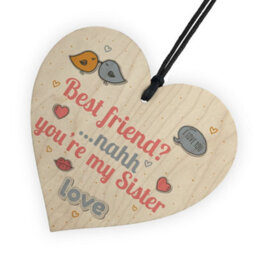 Red Ocean Best Friend My Sister Wooden Hanging Heart Wall Sign Sister Friendship Thank You Gift - thumbnail 6