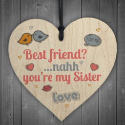 Red Ocean Best Friend My Sister Wooden Hanging Heart Wall Sign Sister Friendship Thank You Gift - thumbnail 1