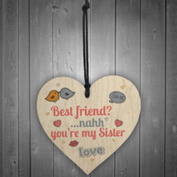 Red Ocean Best Friend My Sister Wooden Hanging Heart Wall Sign Sister Friendship Thank You Gift - thumbnail 2